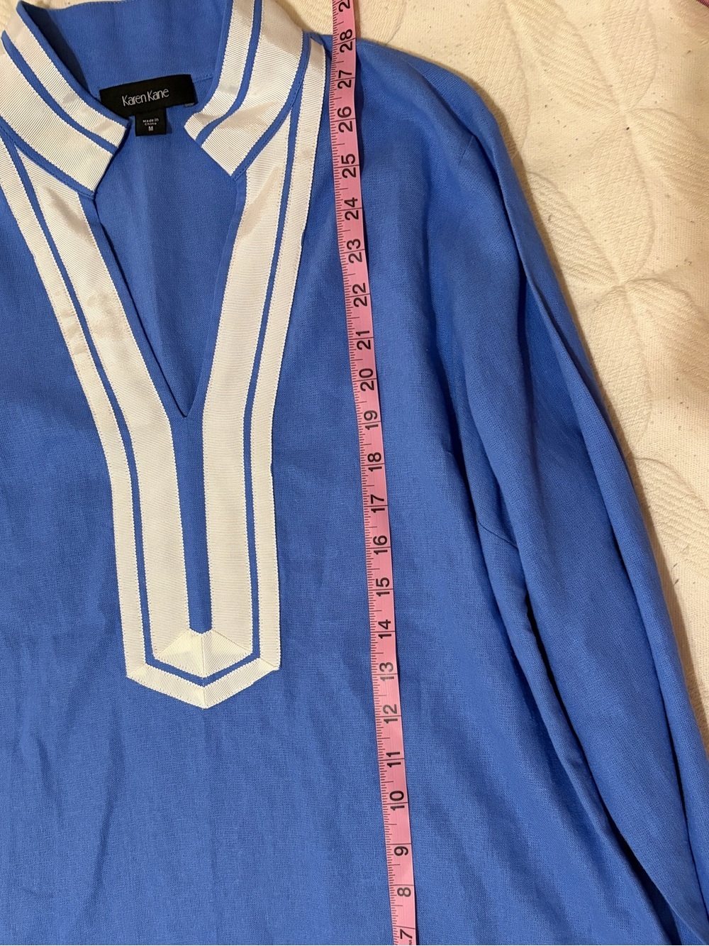 Like new size M Karen Kane cobalt Blue Tunic with White Trim. Preppy. Linen - Picture 11 of 14